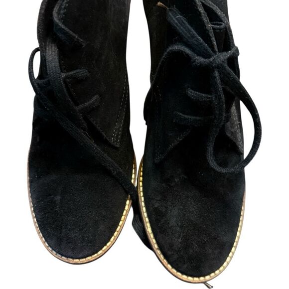 J CREW Boots JCrew Macalister Leather Suede High Heel Ankle Booties Contrast Sti - Picture 3 of 6